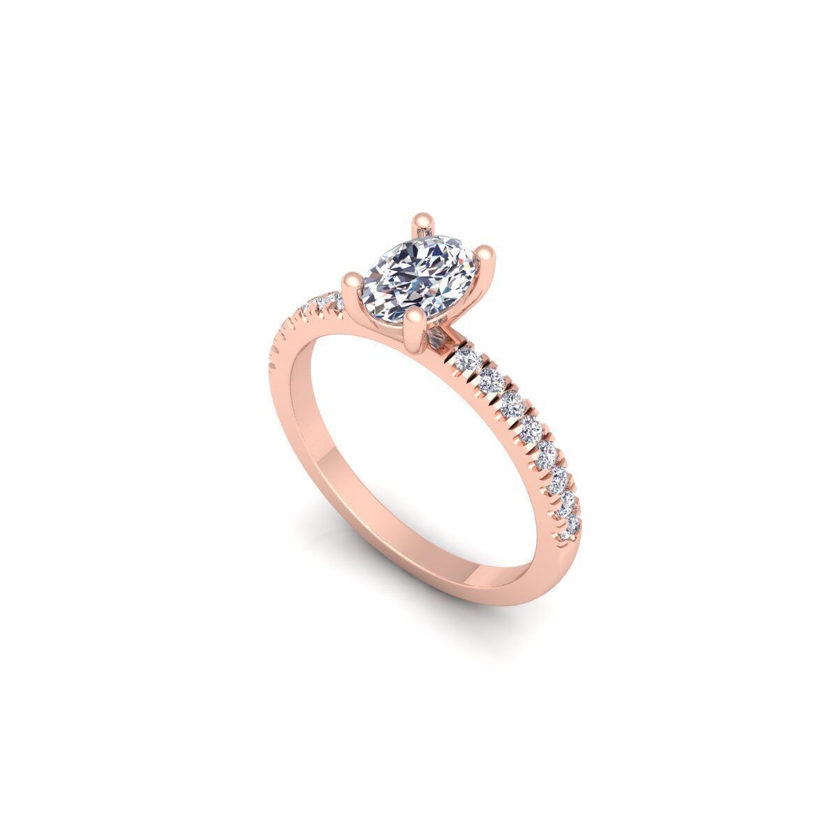 Oval Solitaire With Shank Stone Ring 3d Model and Render 3D print model_10