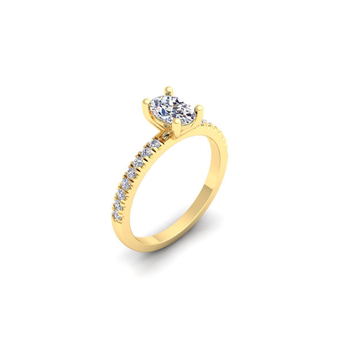 Oval Solitaire With Shank Stone Ring 3d Model and Render 3D print model_6