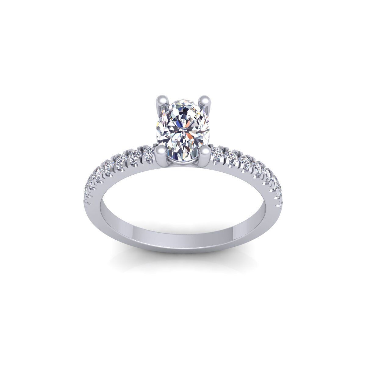 Oval Solitaire With Shank Stone Ring 3d Model and Render 3D print model_2