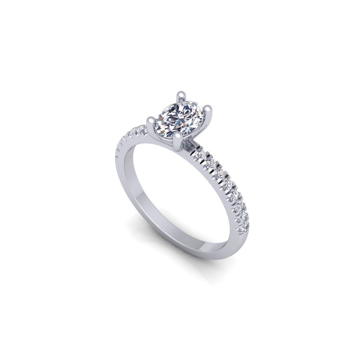 Oval Solitaire With Shank Stone Ring 3d Model and Render 3D print model_11