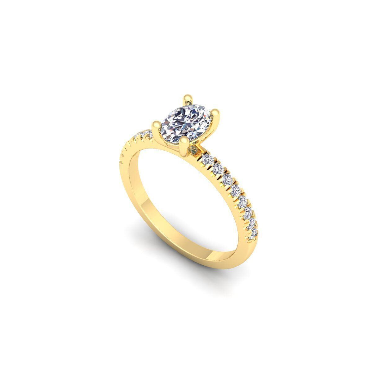 Oval Solitaire With Shank Stone Ring 3d Model and Render 3D print model_9
