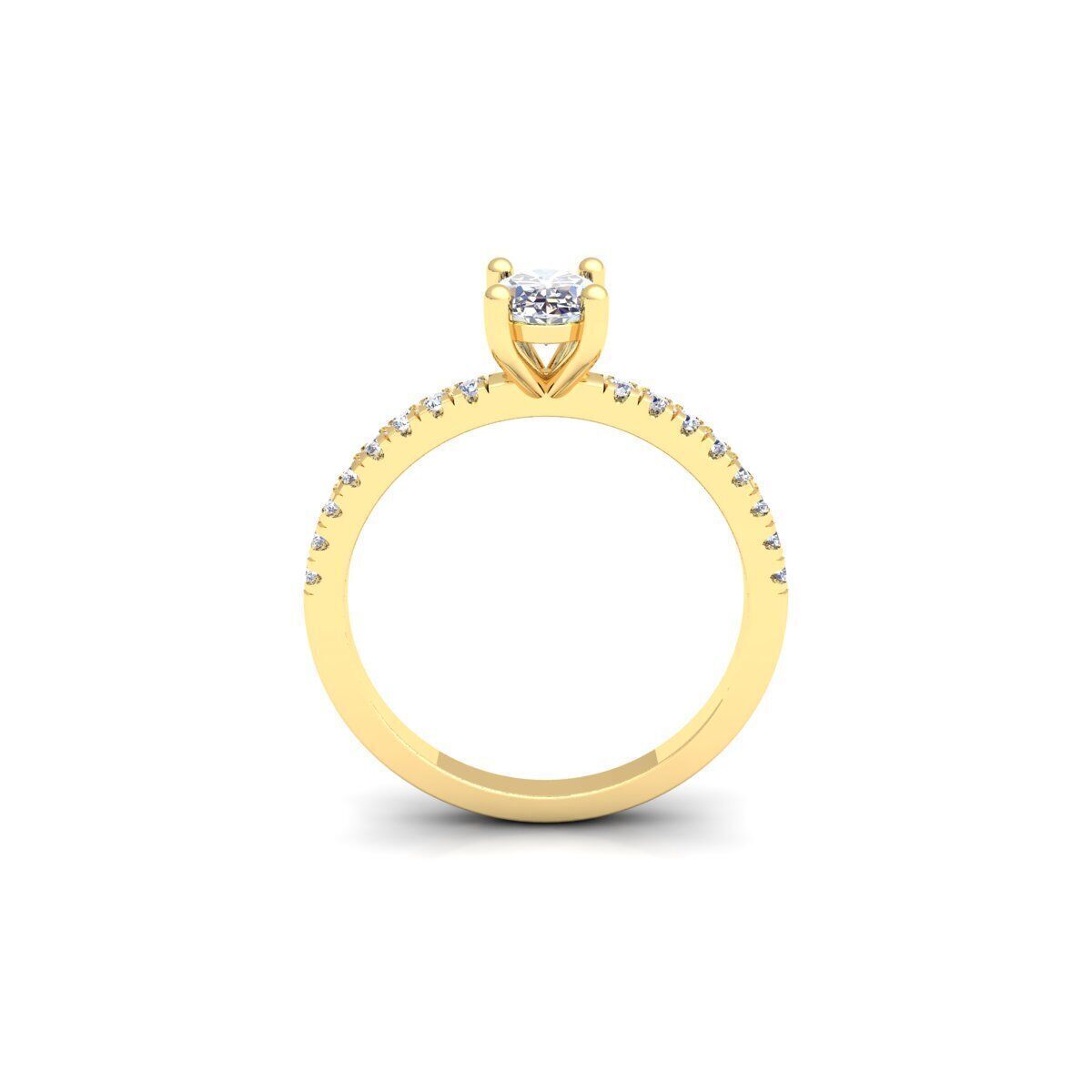 Oval Solitaire With Shank Stone Ring 3d Model and Render 3D print model_3