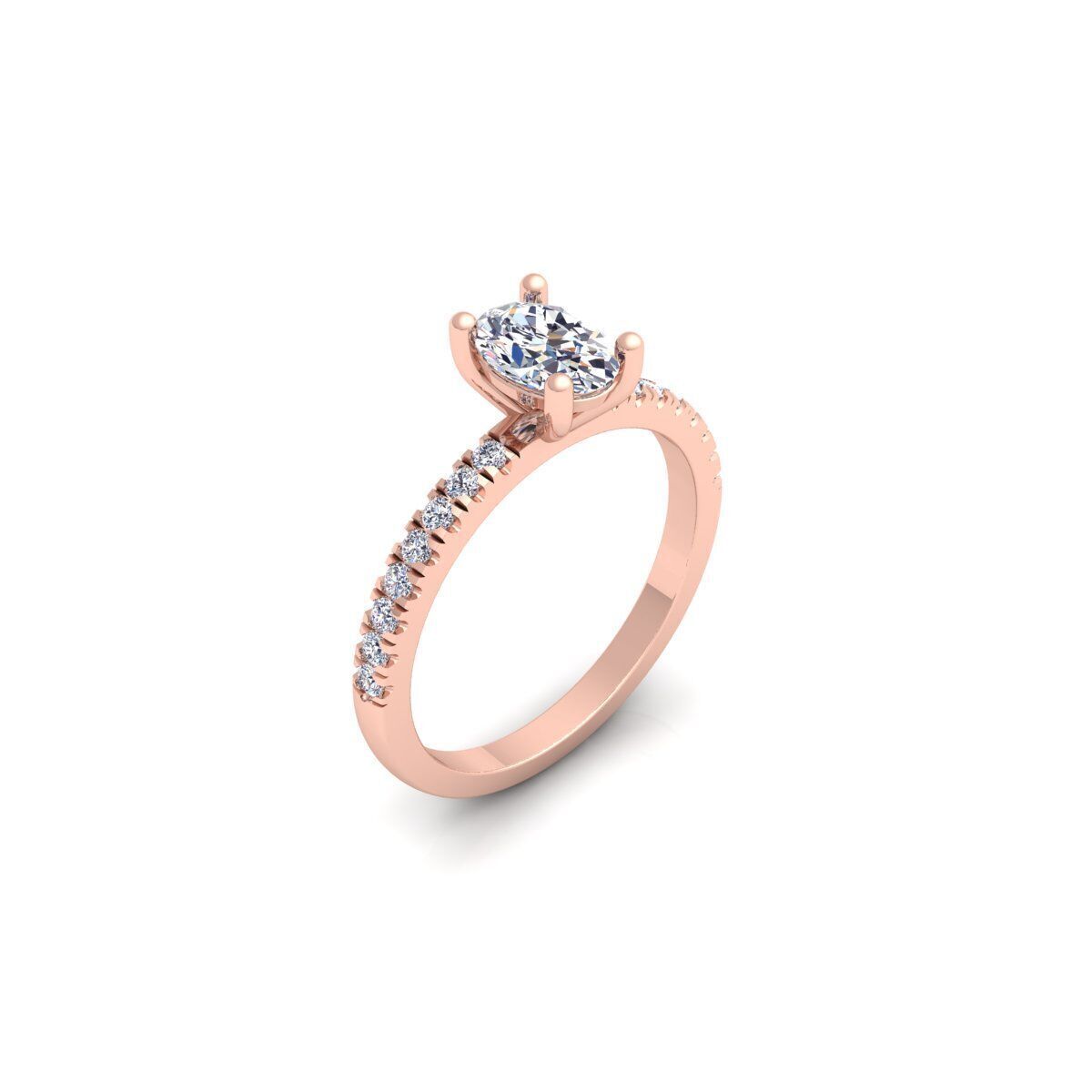 Oval Solitaire With Shank Stone Ring 3d Model and Render 3D print model_7