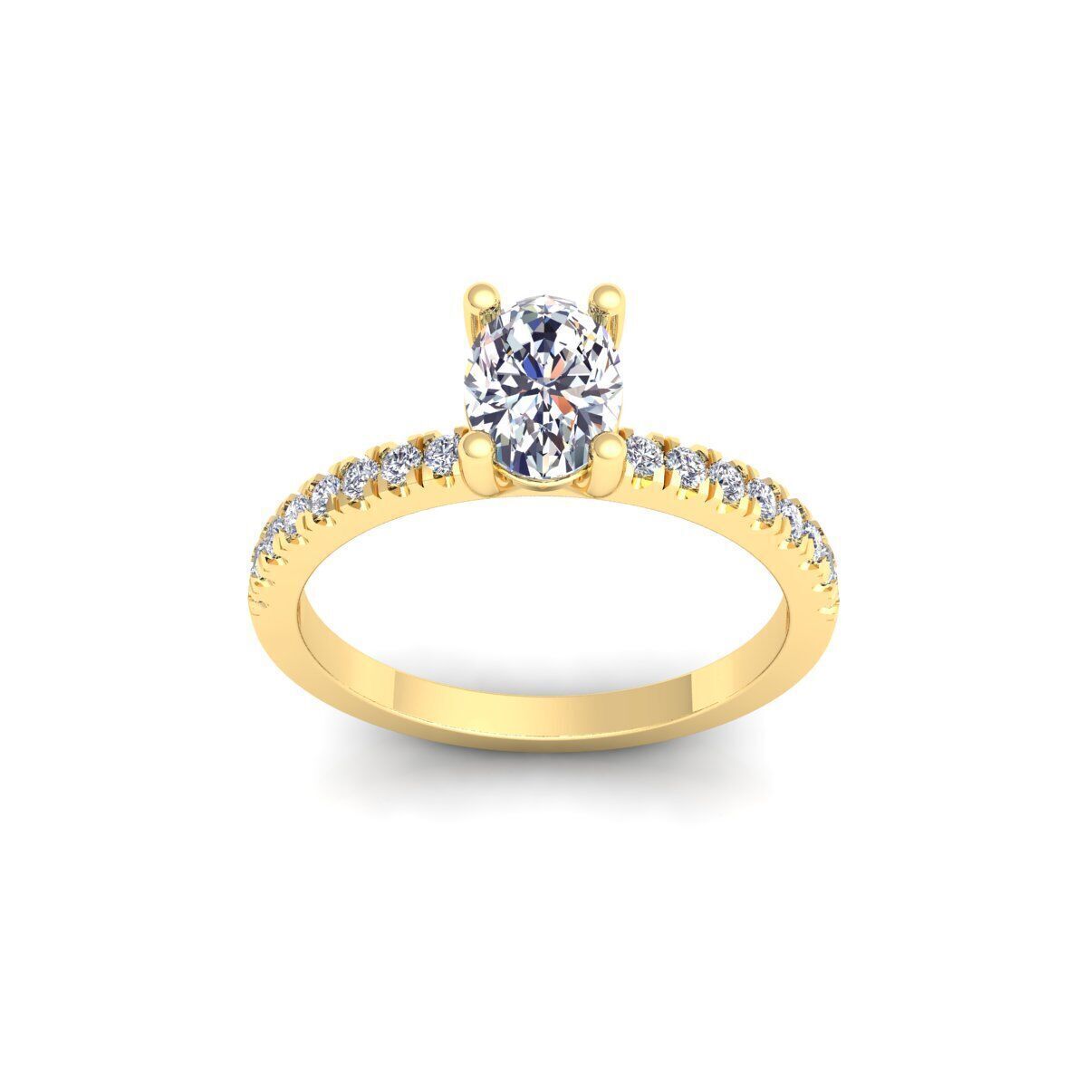 Oval Solitaire With Shank Stone Ring 3d Model and Render 3D print model_1