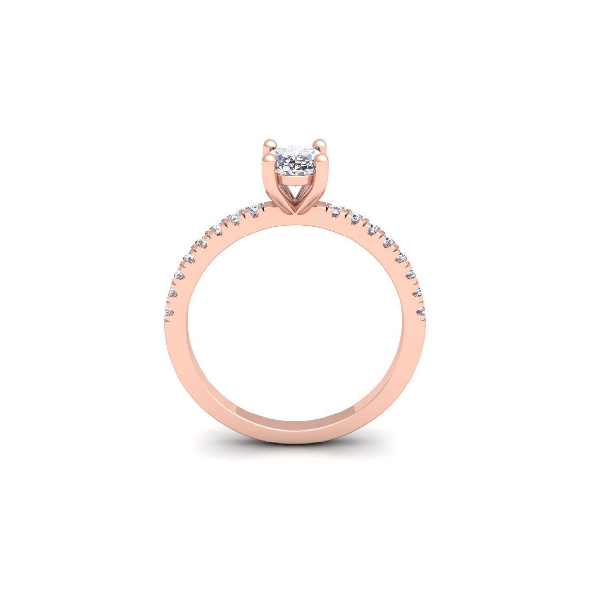 Oval Solitaire With Shank Stone Ring 3d Model and Render 3D print model_4