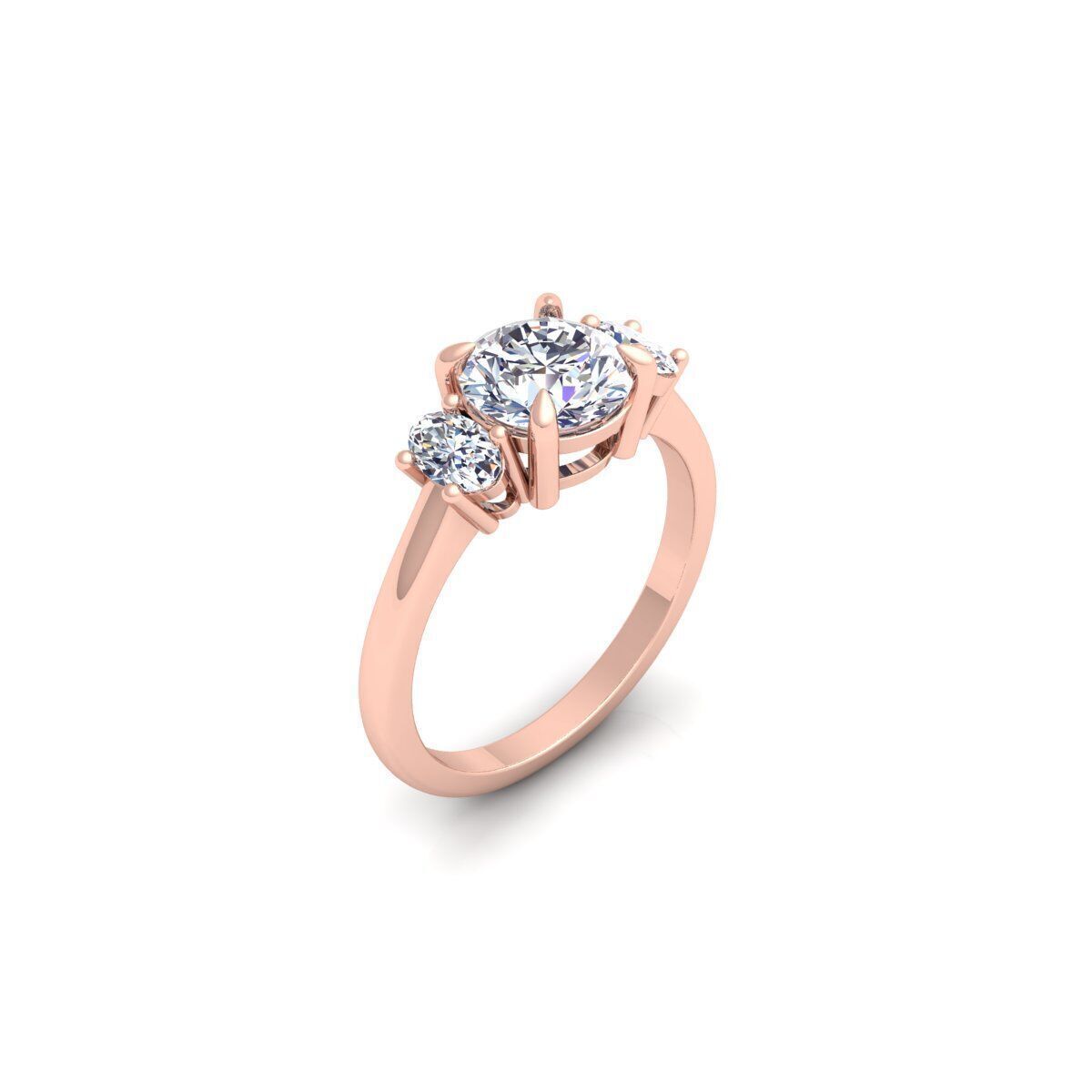 3 Stone Oval Diamond Ring 3d Model and Render  3D print model_7