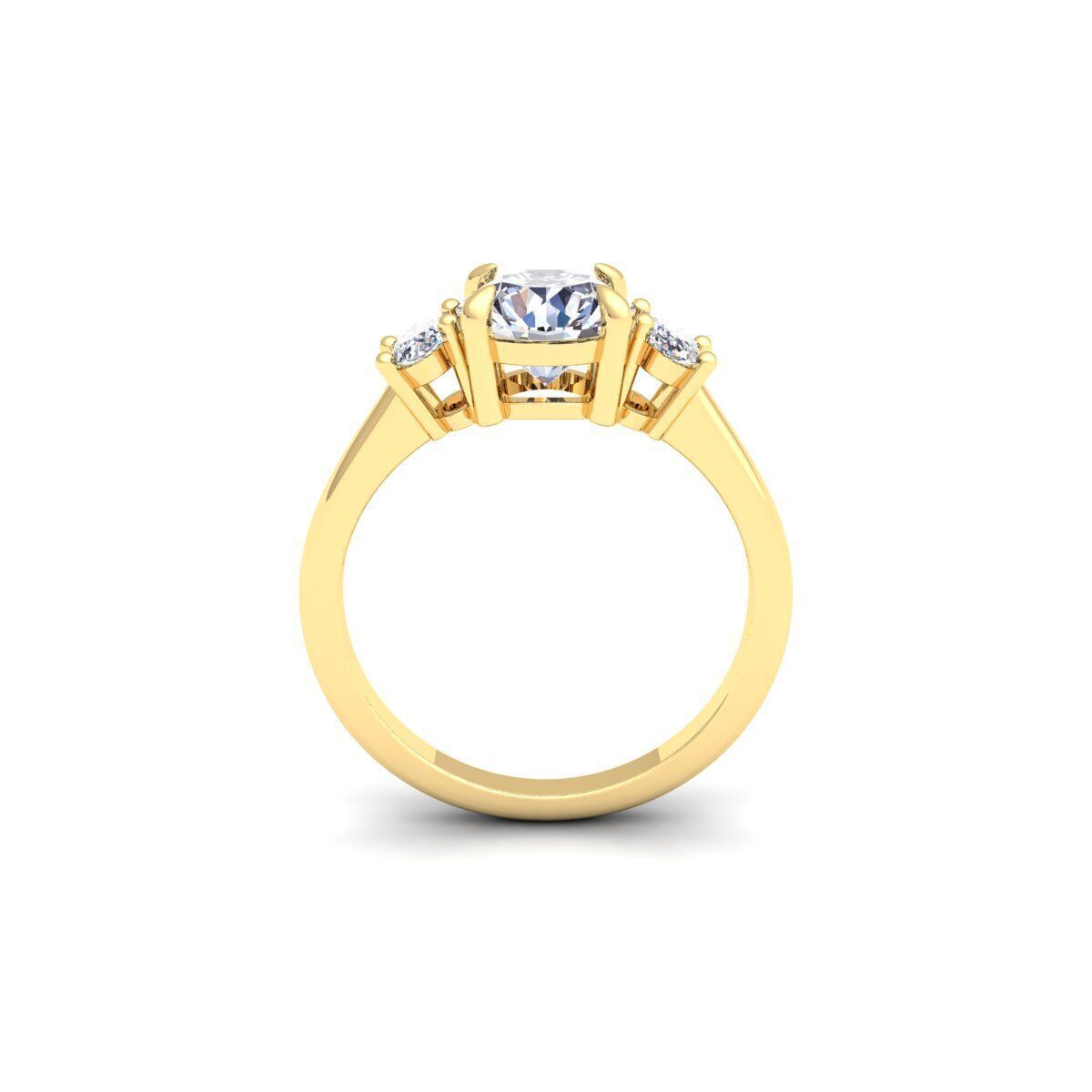 3 Stone Oval Diamond Ring 3d Model and Render  3D print model_3