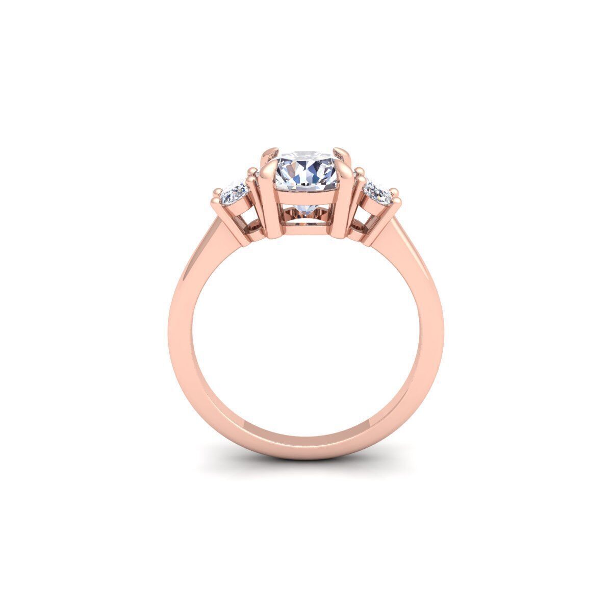 3 Stone Oval Diamond Ring 3d Model and Render  3D print model_4