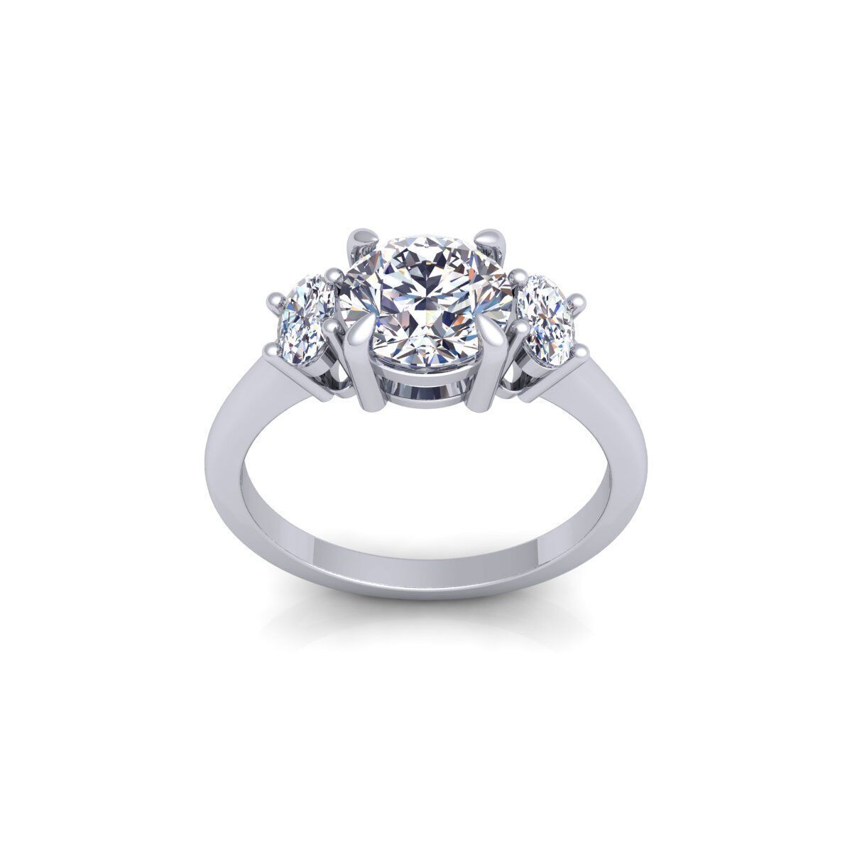 3 Stone Oval Diamond Ring 3d Model and Render  3D print model_2