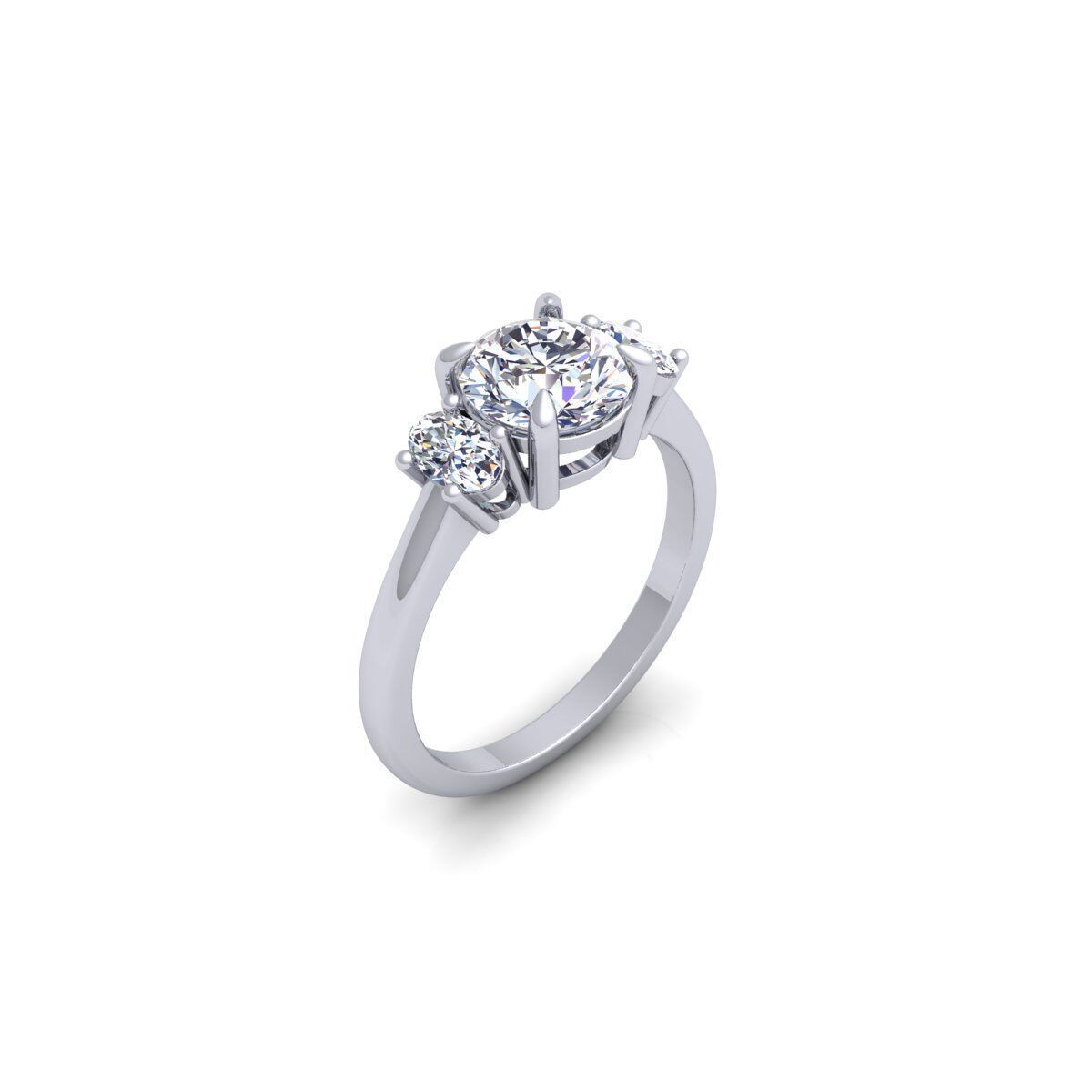 3 Stone Oval Diamond Ring 3d Model and Render  3D print model_8