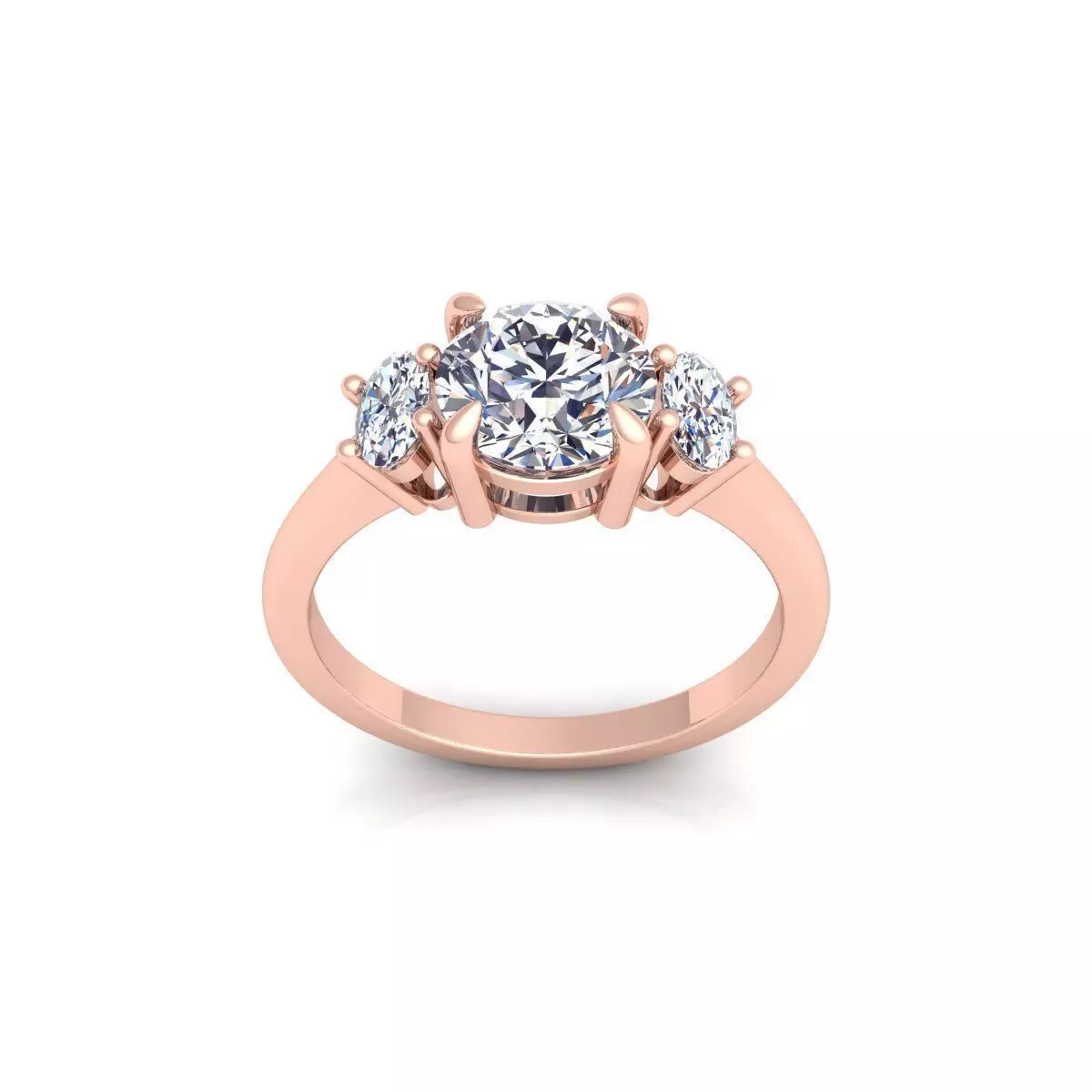 3 Stone Oval Diamond Ring 3d Model and Render  3D print model_0