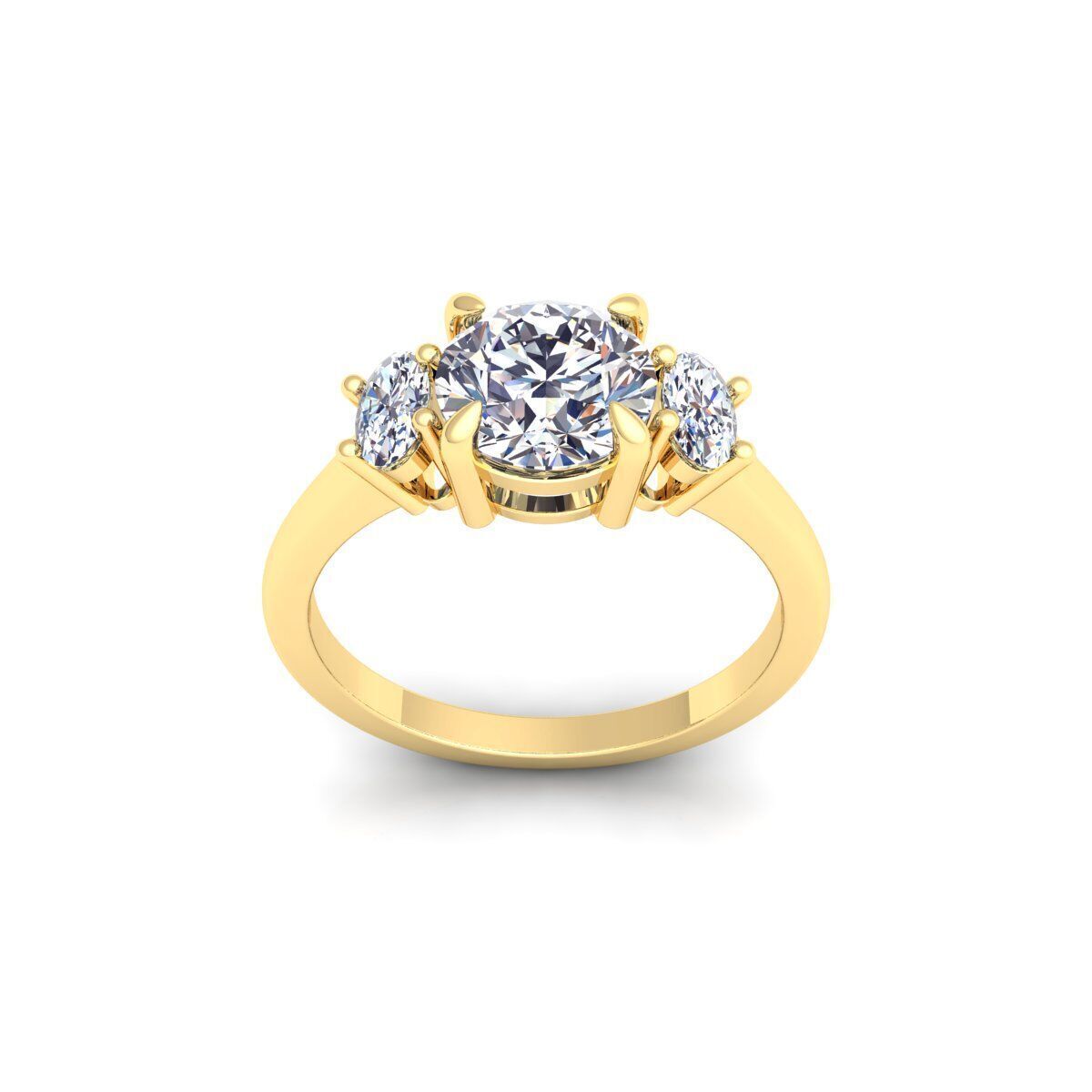 3 Stone Oval Diamond Ring 3d Model and Render  3D print model_1