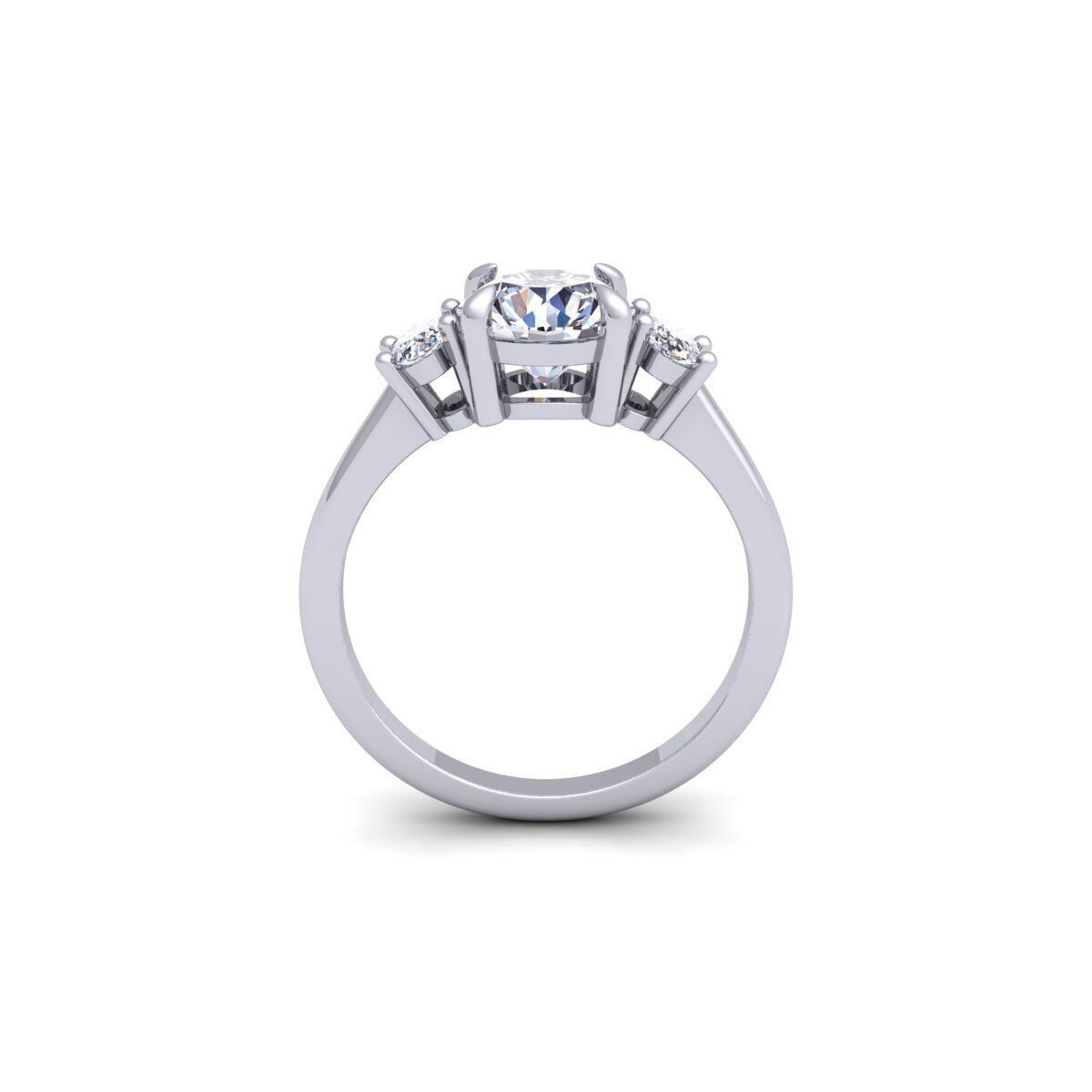 3 Stone Oval Diamond Ring 3d Model and Render  3D print model_5