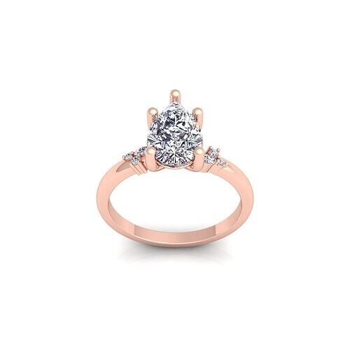 Pear Solitaire Diamond Ring 3d Model and Render 3D print model