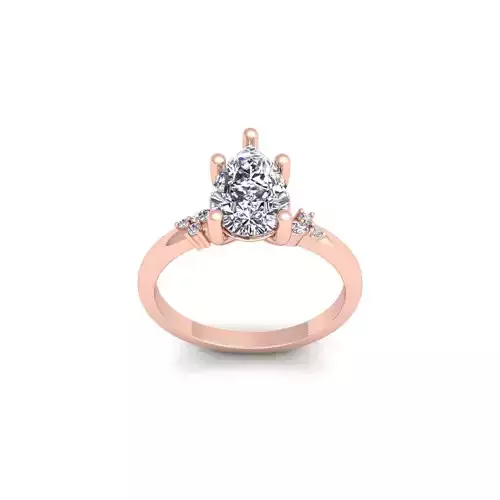 Pear Solitaire Diamond Ring 3d Model and Render