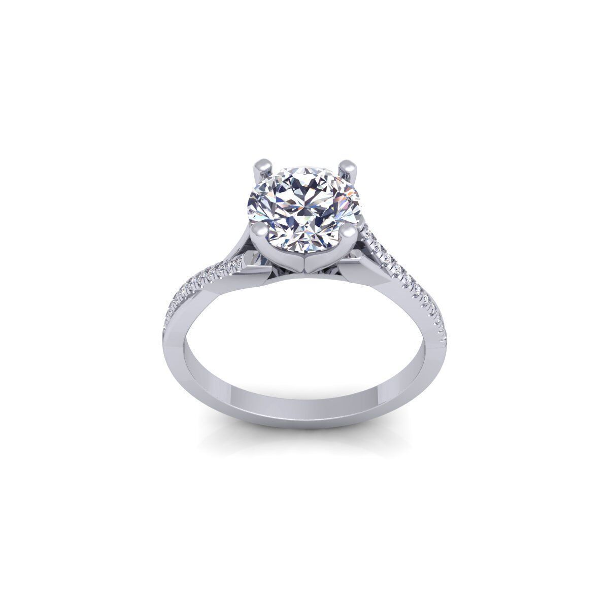 Fancy Round Engagement Ring 3d Model and Render 3D print model_2