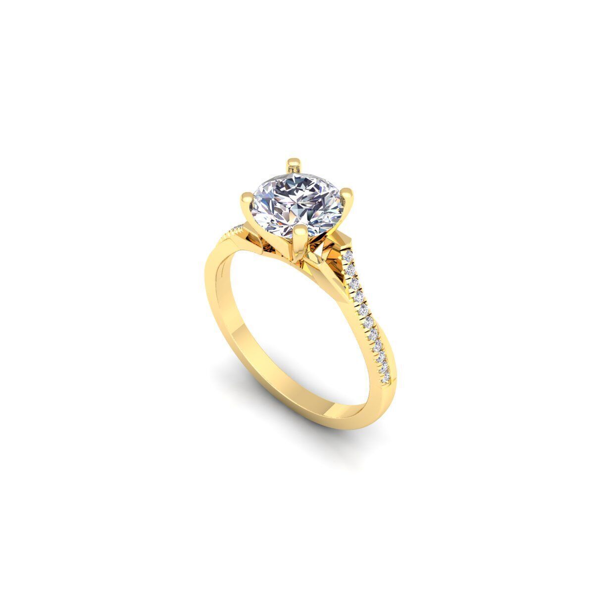 Fancy Round Engagement Ring 3d Model and Render 3D print model_9