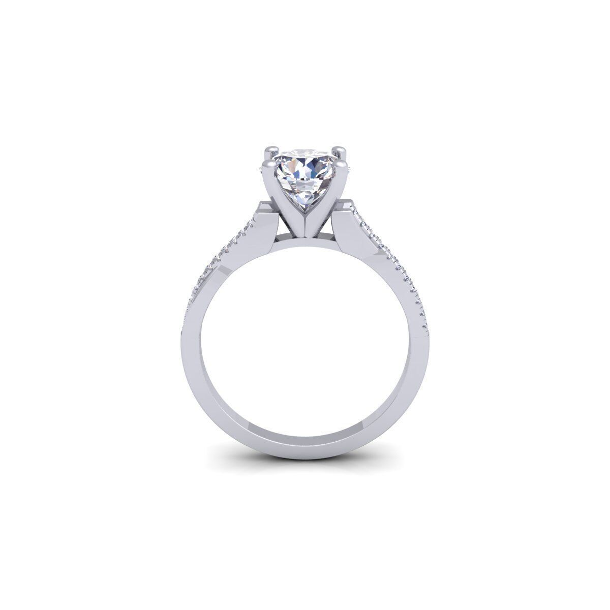 Fancy Round Engagement Ring 3d Model and Render 3D print model_5