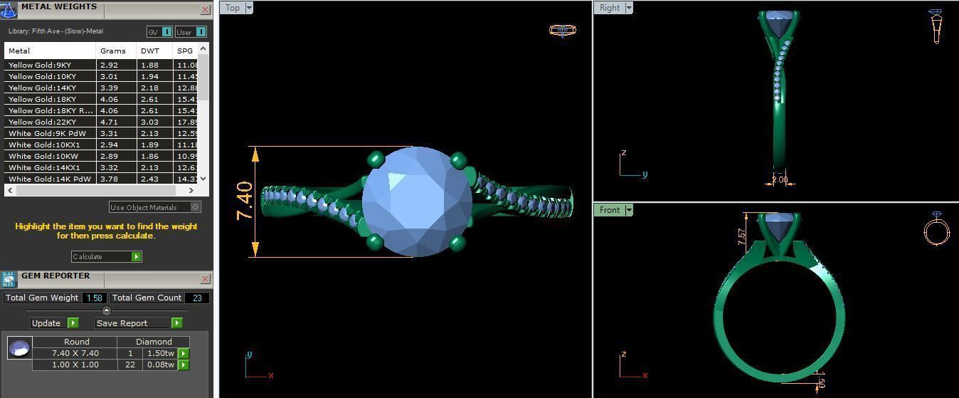 Fancy Round Engagement Ring 3d Model and Render 3D print model_12