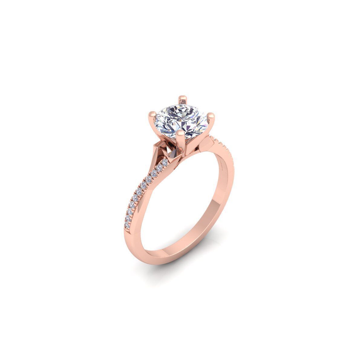 Fancy Round Engagement Ring 3d Model and Render 3D print model_7