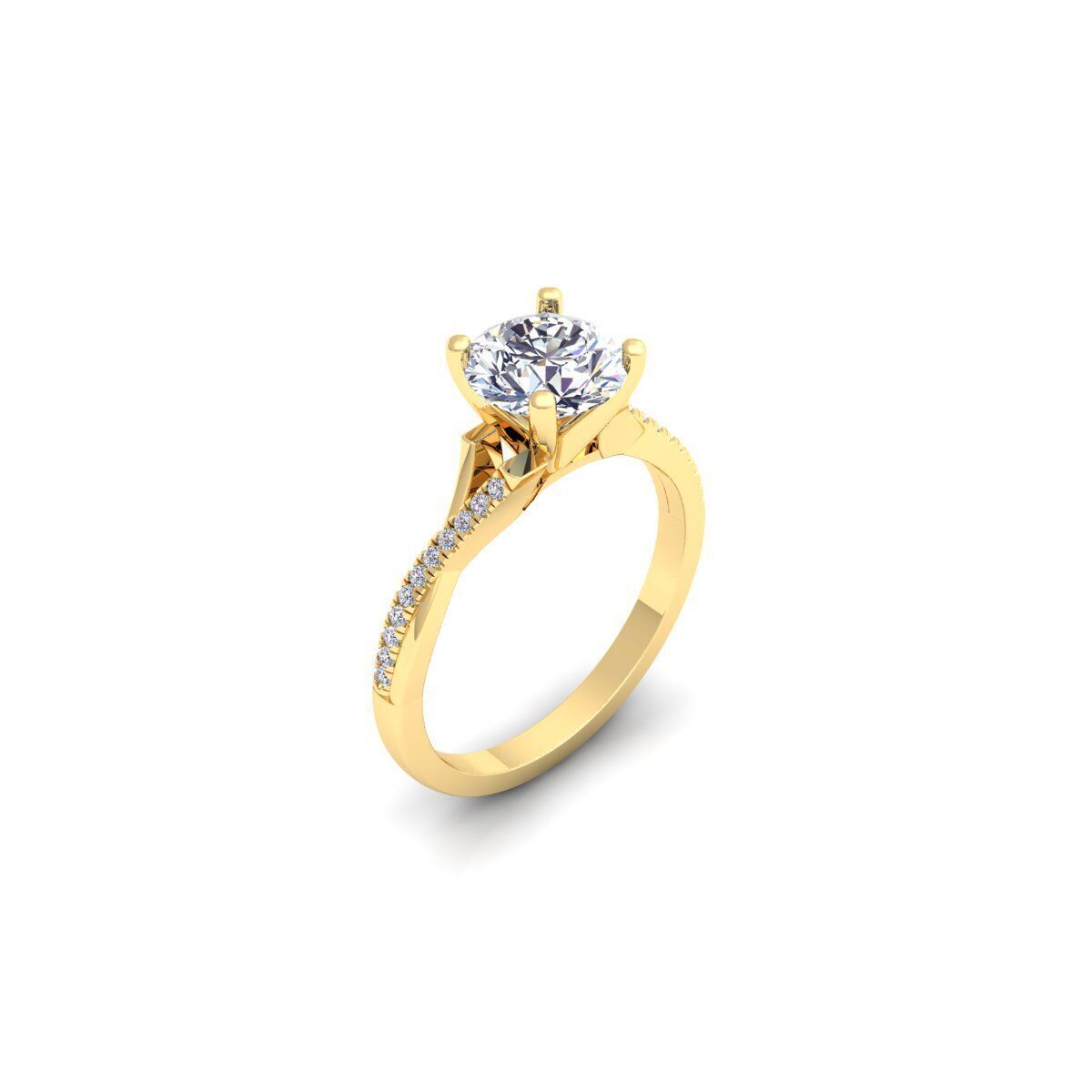 Fancy Round Engagement Ring 3d Model and Render 3D print model_6