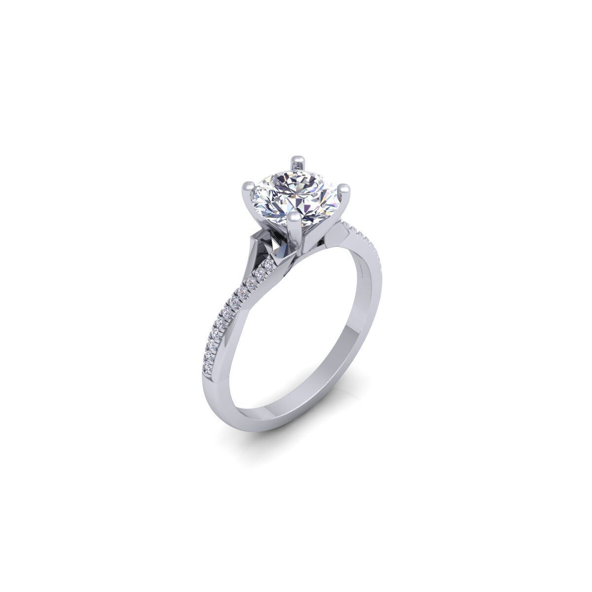 Fancy Round Engagement Ring 3d Model and Render 3D print model_8