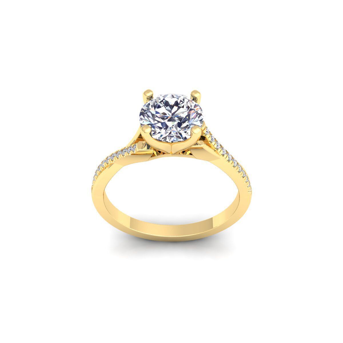 Fancy Round Engagement Ring 3d Model and Render 3D print model_1