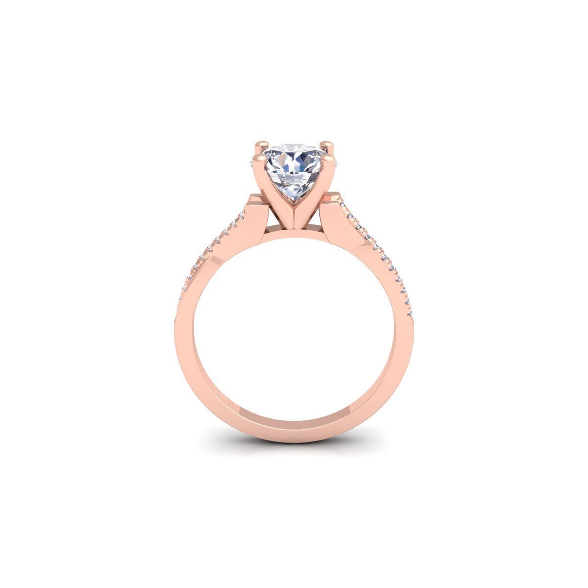 Fancy Round Engagement Ring 3d Model and Render 3D print model_4