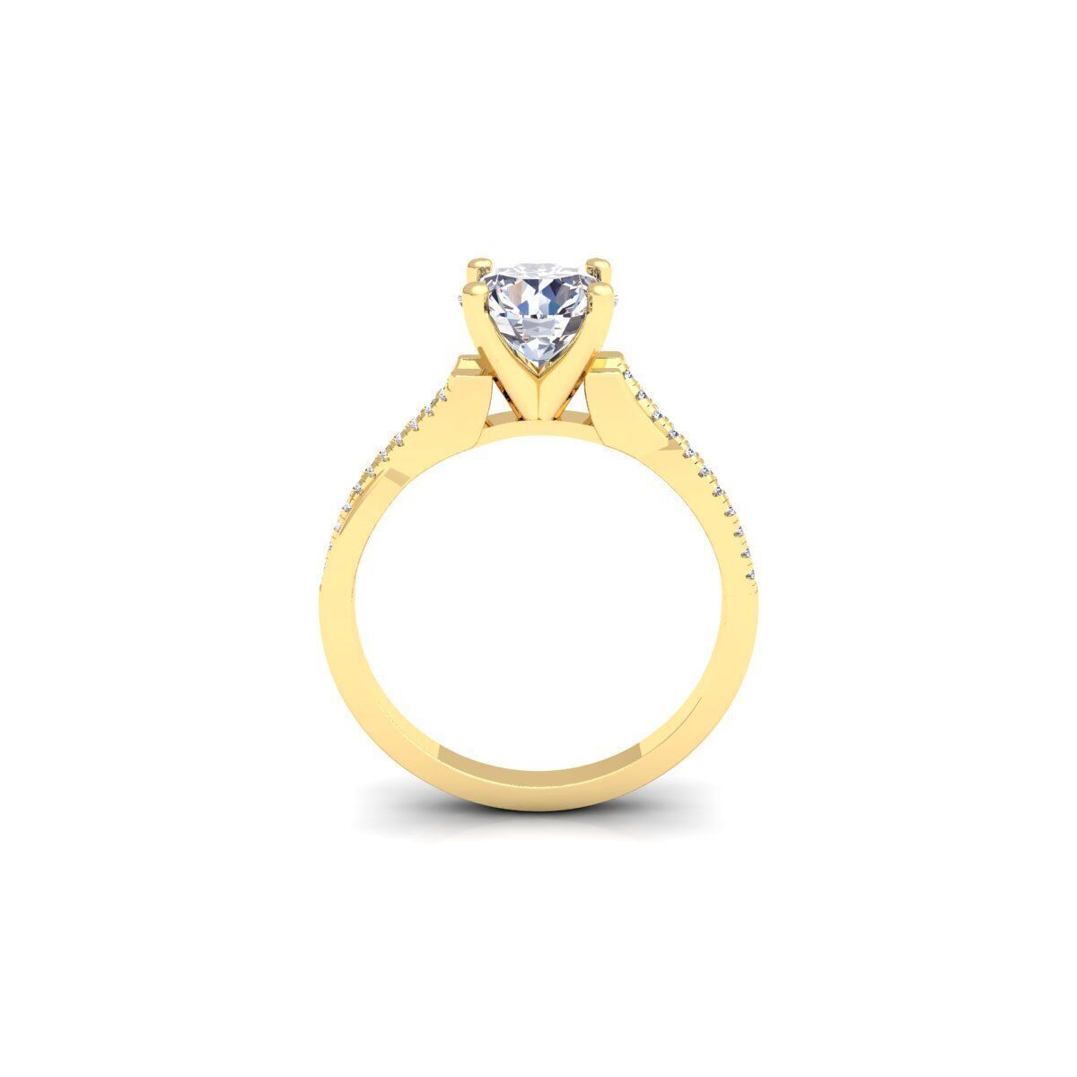 Fancy Round Engagement Ring 3d Model and Render 3D print model_3