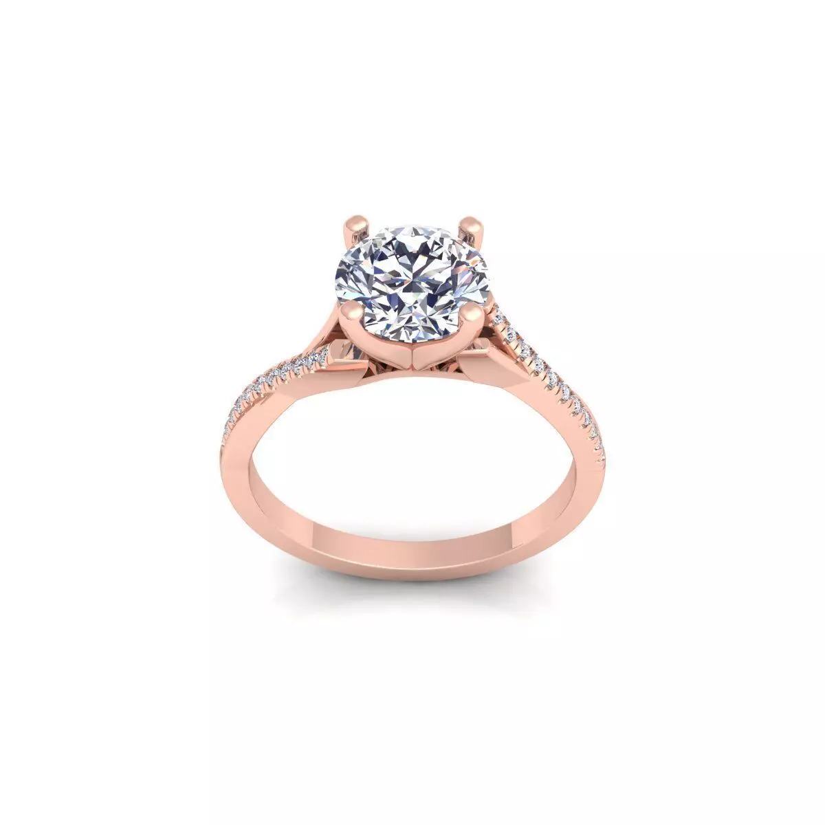 Fancy Round Engagement Ring 3d Model and Render 3D print model_0