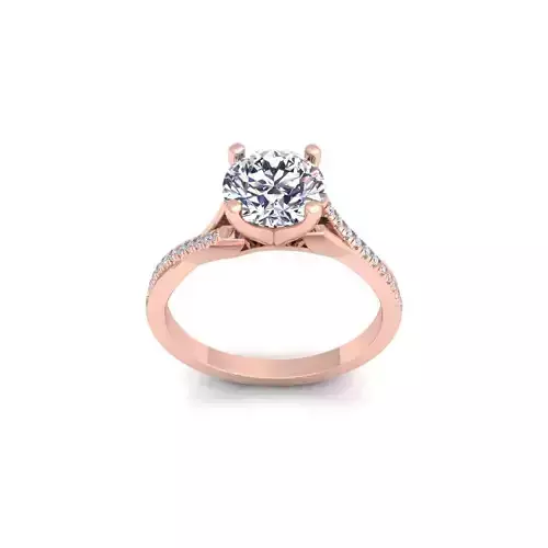 Fancy Round Engagement Ring 3d Model and Render 