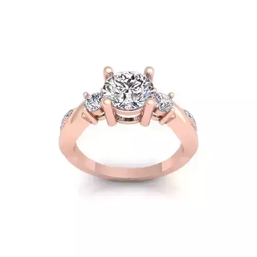 3 Stone Round Diamond Ring 3d Model and Render  3D print model