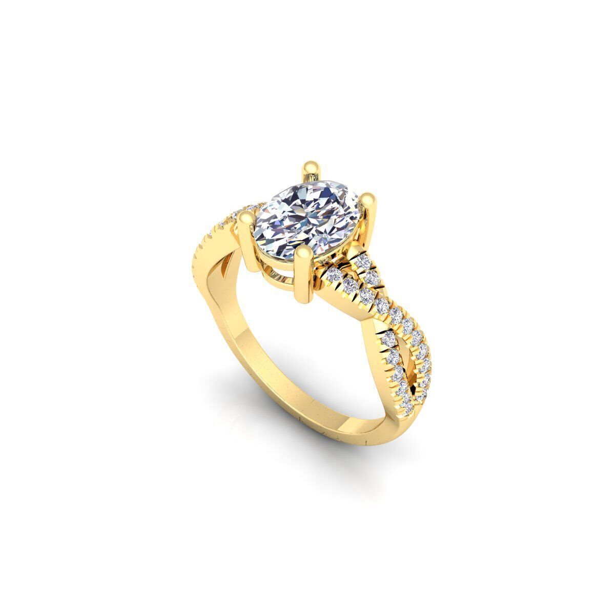 Oval Twist Engagement Ring 3d Model and Render 3D print model_9