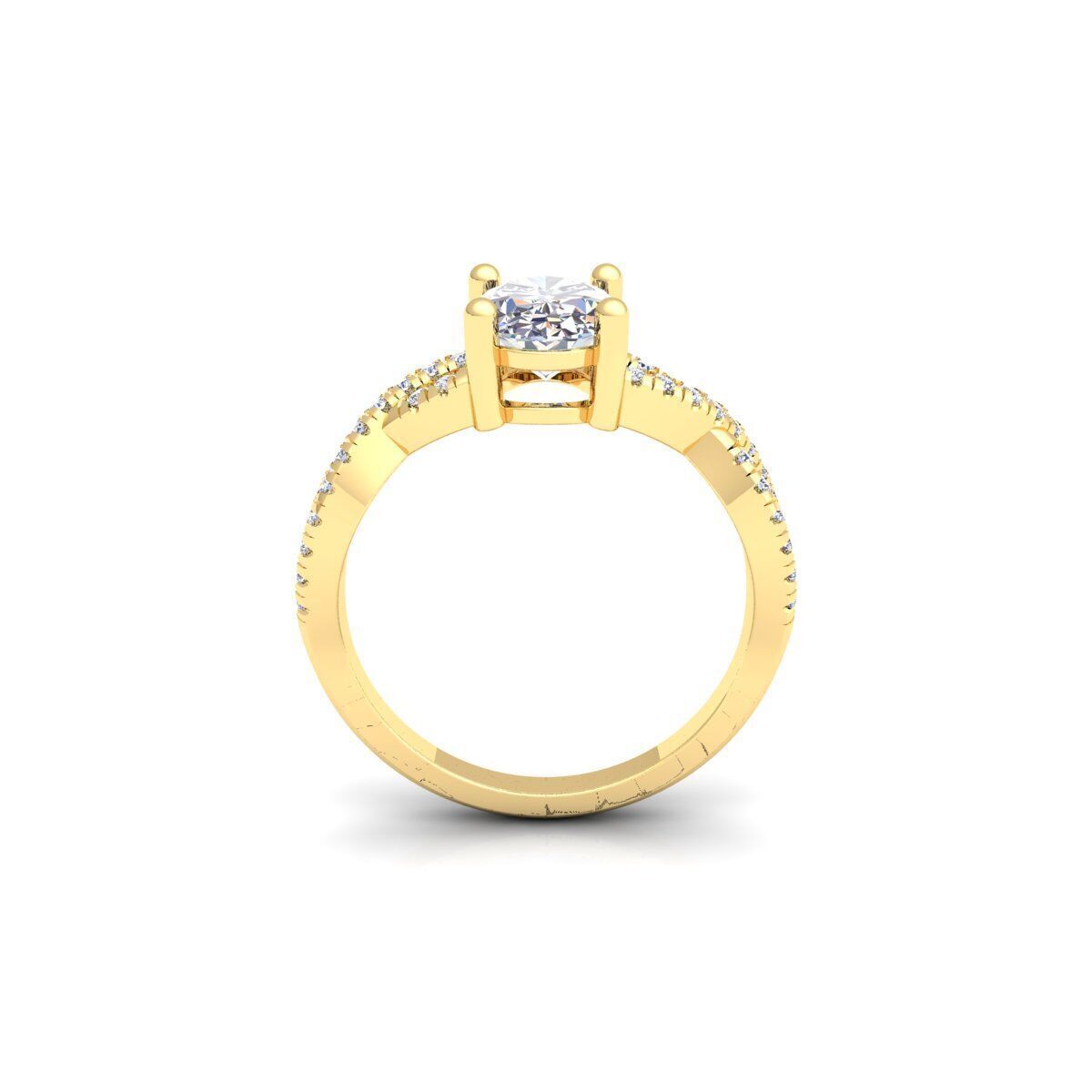 Oval Twist Engagement Ring 3d Model and Render 3D print model_3