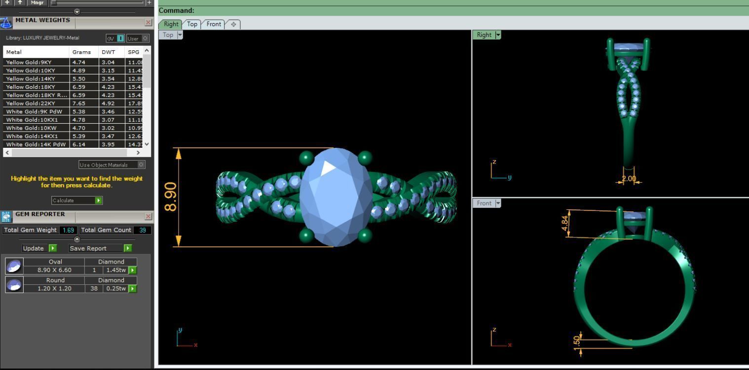 Oval Twist Engagement Ring 3d Model and Render 3D print model_12