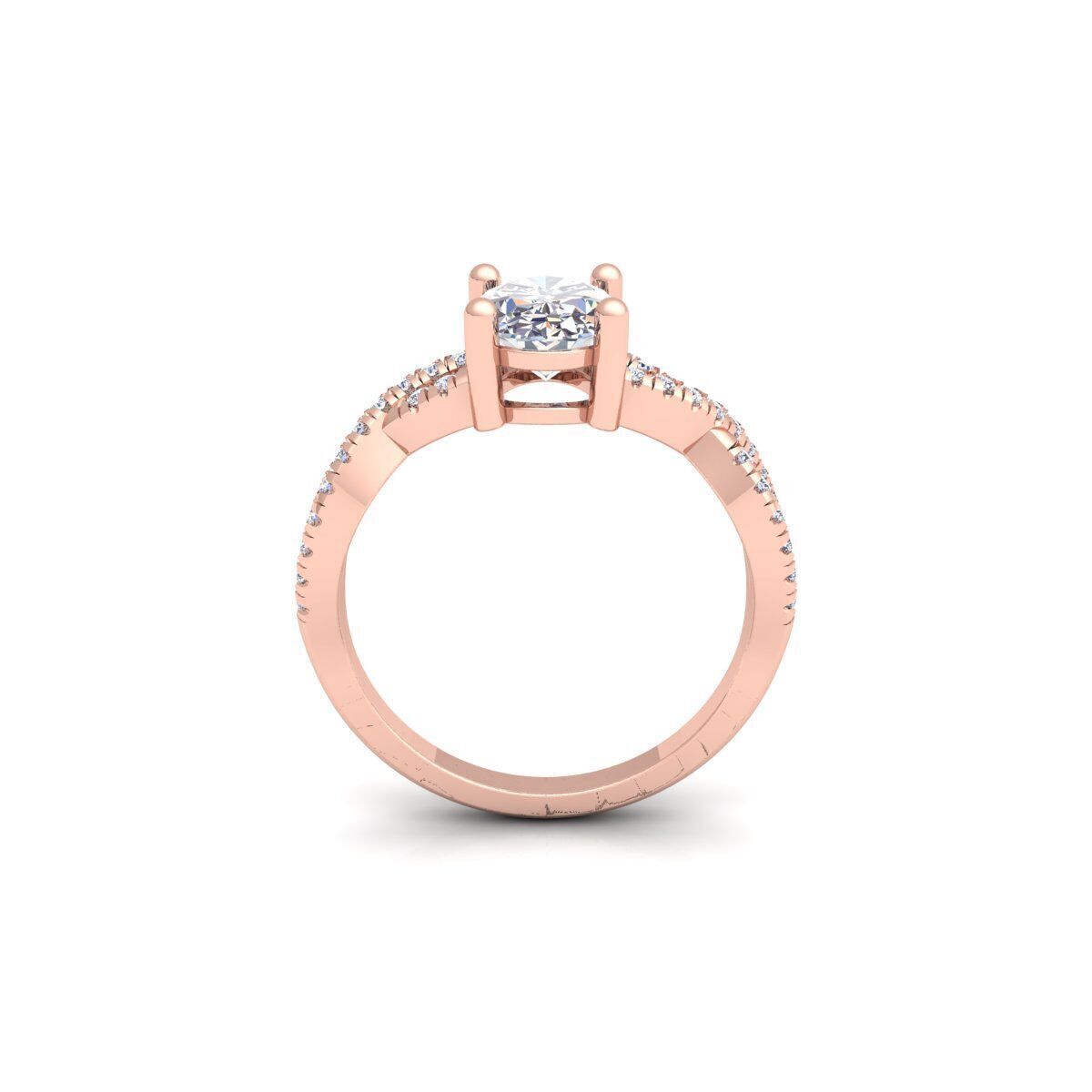 Oval Twist Engagement Ring 3d Model and Render 3D print model_4