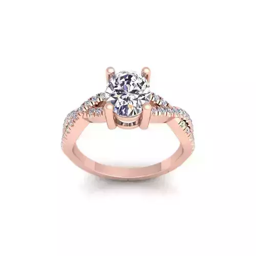 Oval Twist Engagement Ring 3d Model and Render   3D print model