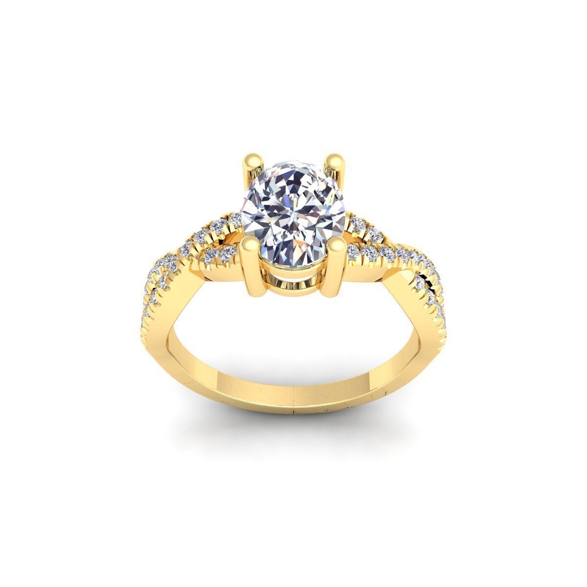 Oval Twist Engagement Ring 3d Model and Render 3D print model_1
