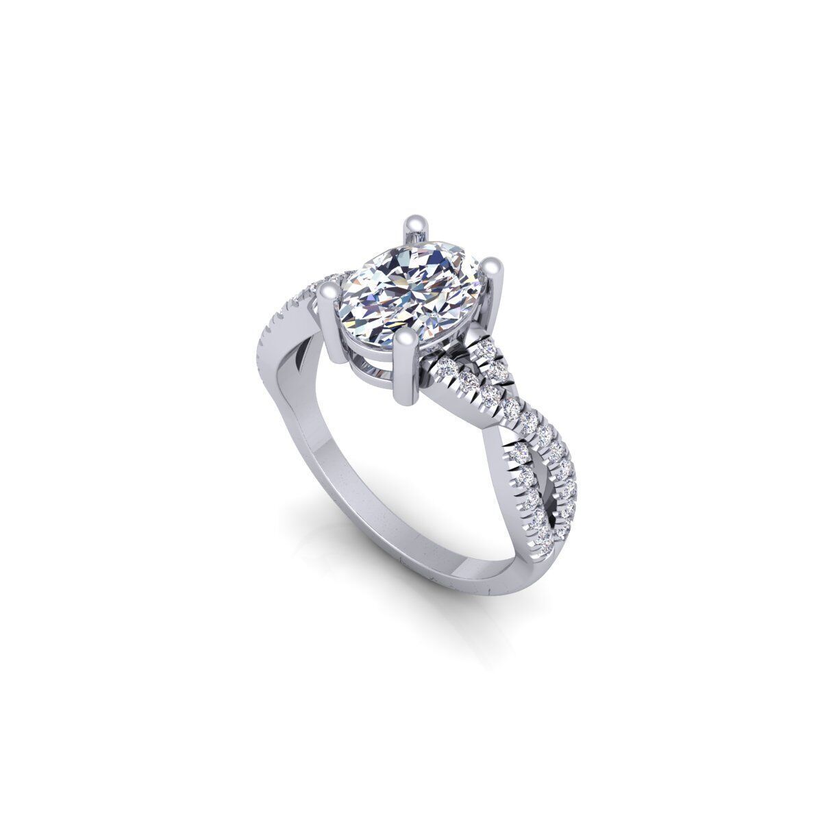 Oval Twist Engagement Ring 3d Model and Render 3D print model_11