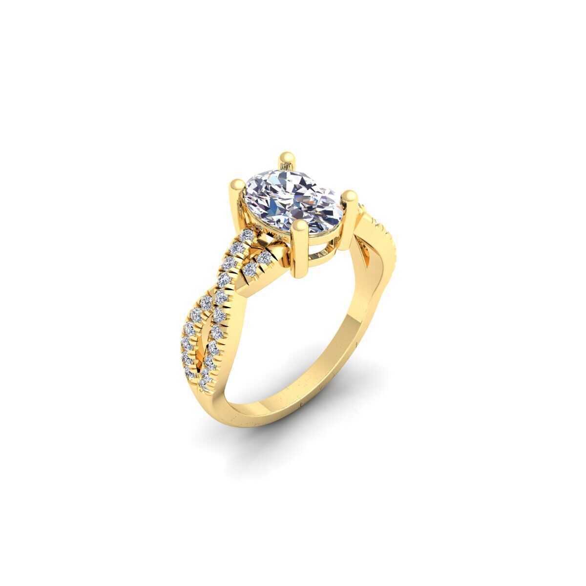 Oval Twist Engagement Ring 3d Model and Render 3D print model_6