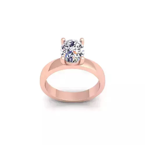 Oval Solitaire Ring 3d Model and Render 