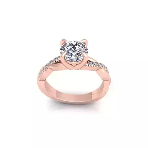 Twist Shank Engagement Diamond Ring 3d Model and Render  3D print model