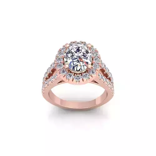 Oval Center With V shank Ring 3d Model and Render