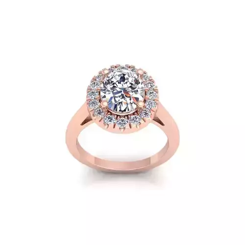 Oval Halo Diamond Ring 3d Model and Render 