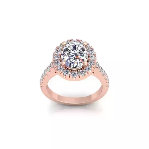 Oval Halo Diamond Ring 3d model and Render 