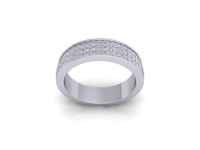 Band Diamond Ring 3d Model and Render  3D print model_2