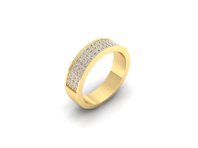 Band Diamond Ring 3d Model and Render  3D print model_6