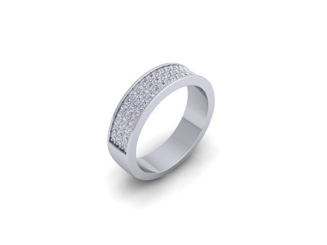 Band Diamond Ring 3d Model and Render  3D print model_8