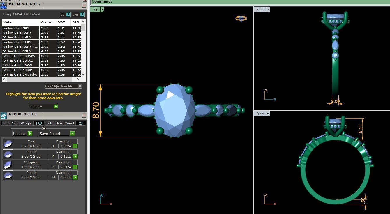 Oval Engagement Diamond Ring 3d Model and Render  3D print model_12