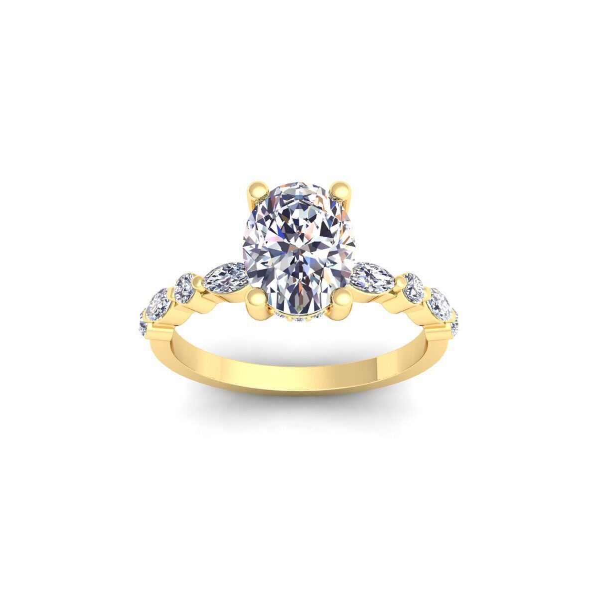 Oval Engagement Diamond Ring 3d Model and Render  3D print model_1